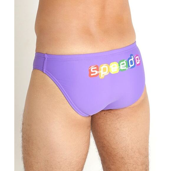 SPEEDO Men's Pride Graphic Solar Brief Swimsuit Size 26 Wicked Purple NWT - Picture 1 of 12